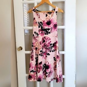 Le Chateau Pink Floral Sleeveless Midi Dress